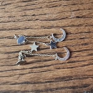 Moon and star dangle earrings
